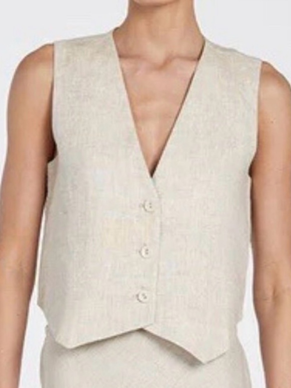 DISSH Neutral Linen-Texture Sleeveless Vest